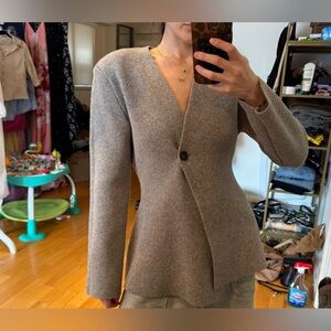 NWOT Zara Peplum Wool Blazer Grey